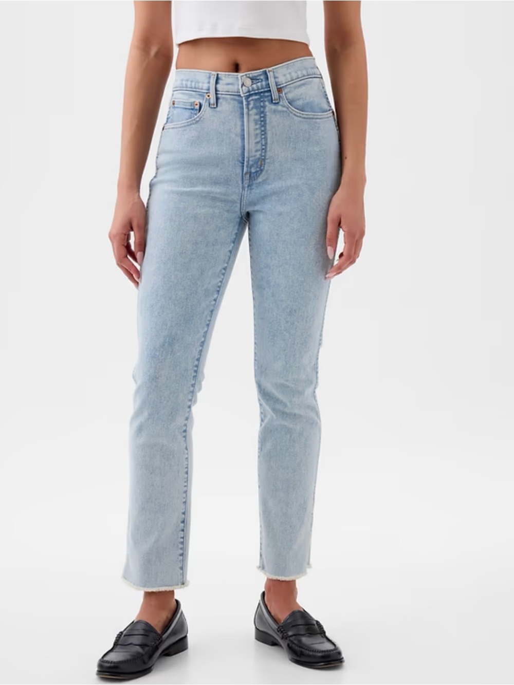 GAP High-Rise Light Wash Straight Leg Jeans